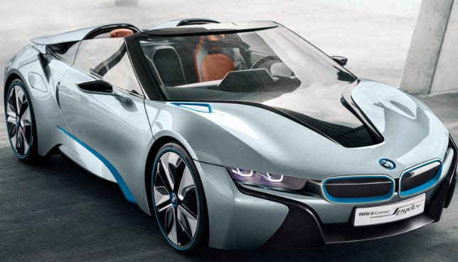 BMW unveils its electric-gas hybrid i8 Spyder concept car