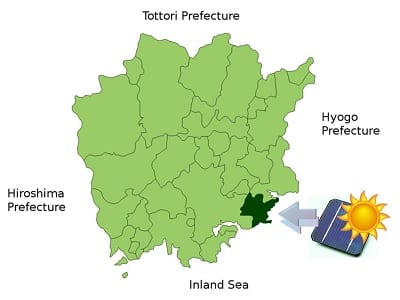 Solar Energy - Map Highlighting Setouchi in Okayama Prefecture