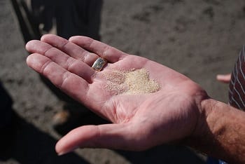 Renewable Energy Stroage - Hand holding sand