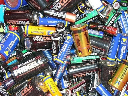 Battery Recycling - A pile of various batteries