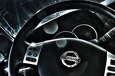 Solid Oxide Fuel Cell System Research by Nissan - Nissan logo on steering wheel