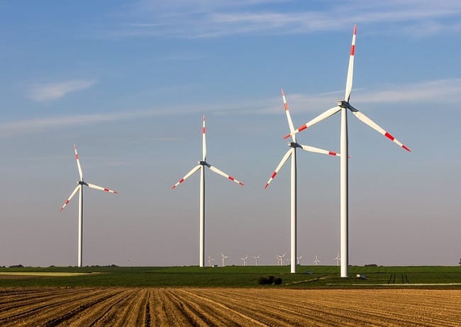 Wind Energy System - Wind Turbines in Field