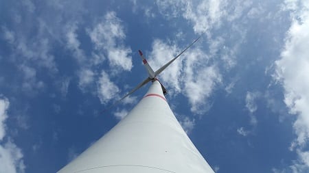 Wind Energy - Looking up at Wind Turbine