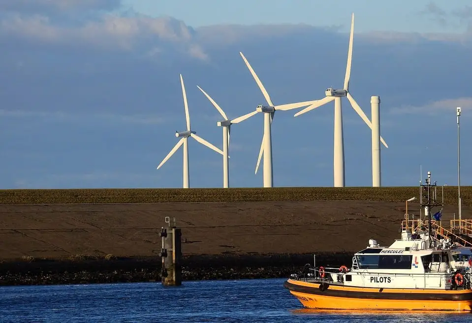 Offshore Wind Energy - Win Turbines and Boat