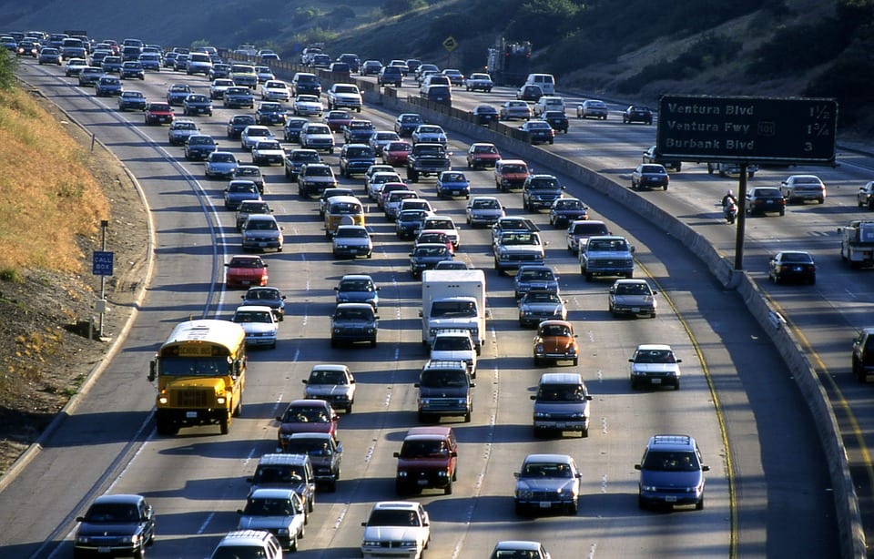 Hydrogen fuel cells - Cars on freeway in California