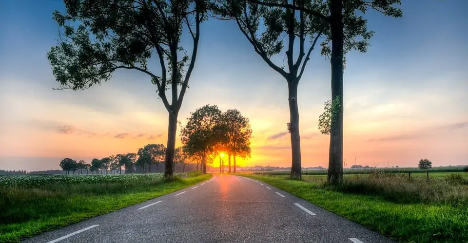Renewable Energy - Image of Road at Sunset in the Netherlands