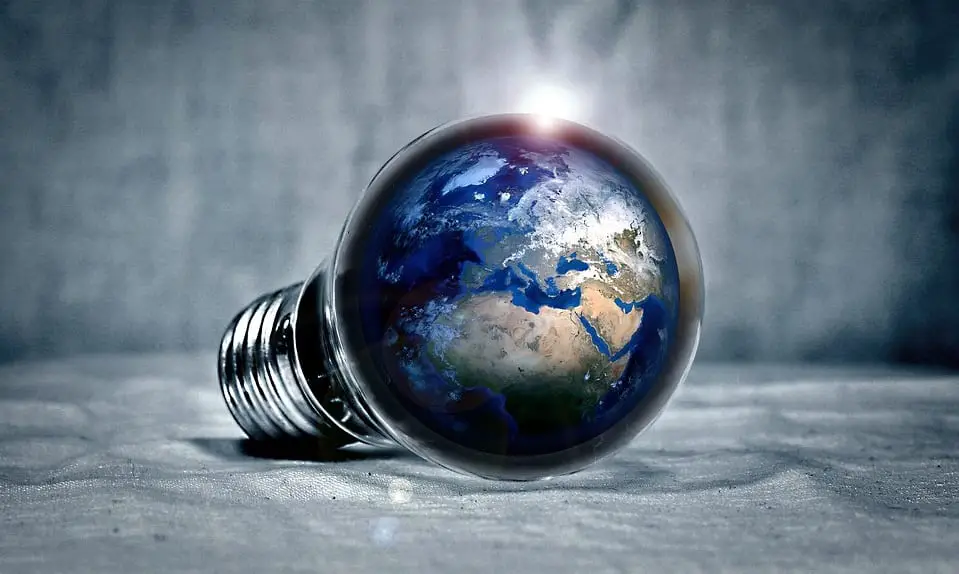 Energy Storage Solution - Lightbulb with globe - earth