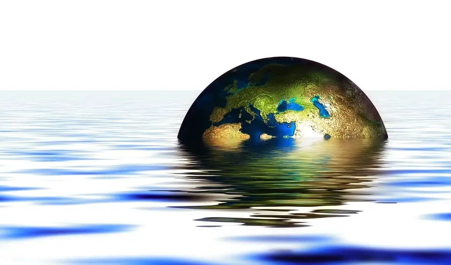 Global warming - Earth immersed in water