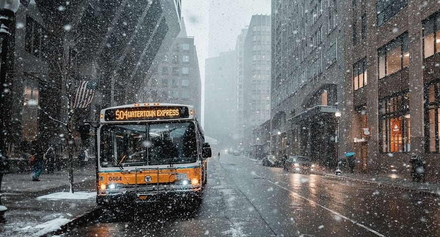 Electric buses - Transit Bus in Winter