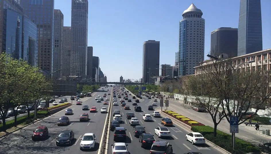 China new energy vehicles - Cars on Road in Beijing