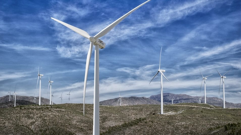 Mexican wind farm - wind trubines in field
