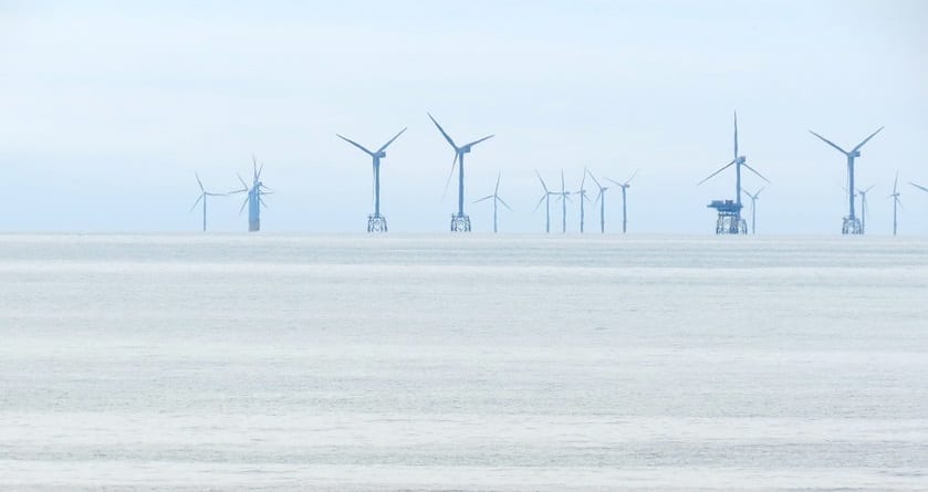 offshore wind turbines on water