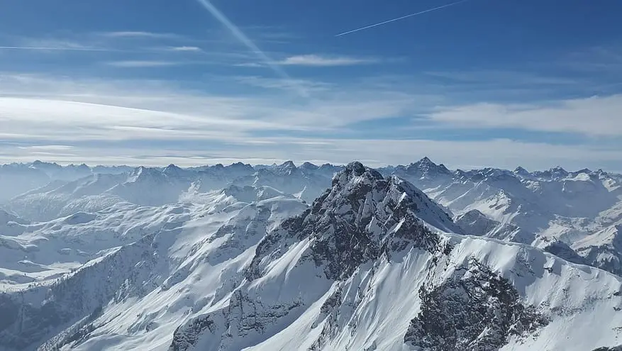 solar energy study - snow covered mountaintops