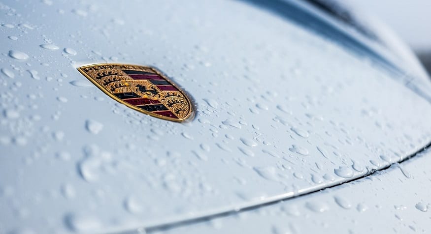 Porsche electric vehicle - Porsche logo on car