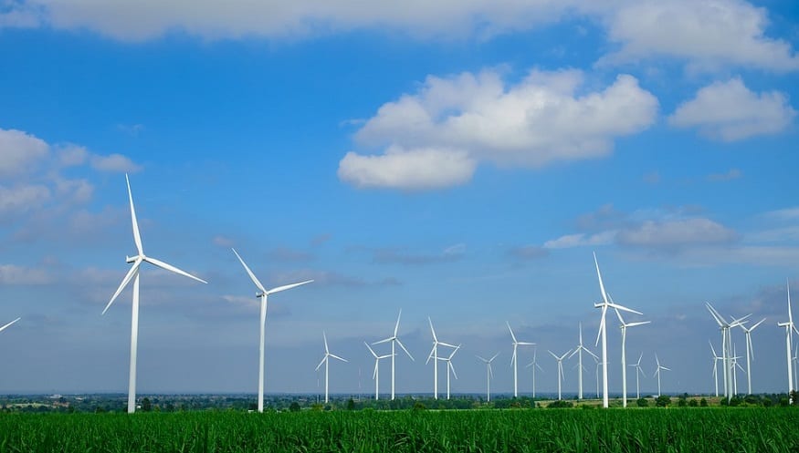 Wind energy investment - wind turbines in field