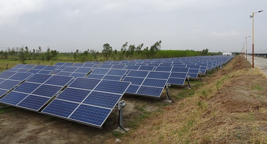 Solar energy capacity - row of solar panels