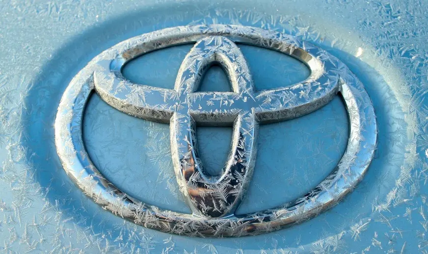 Toyota hydrogen fuel cells - Toyota Logo covered in frost