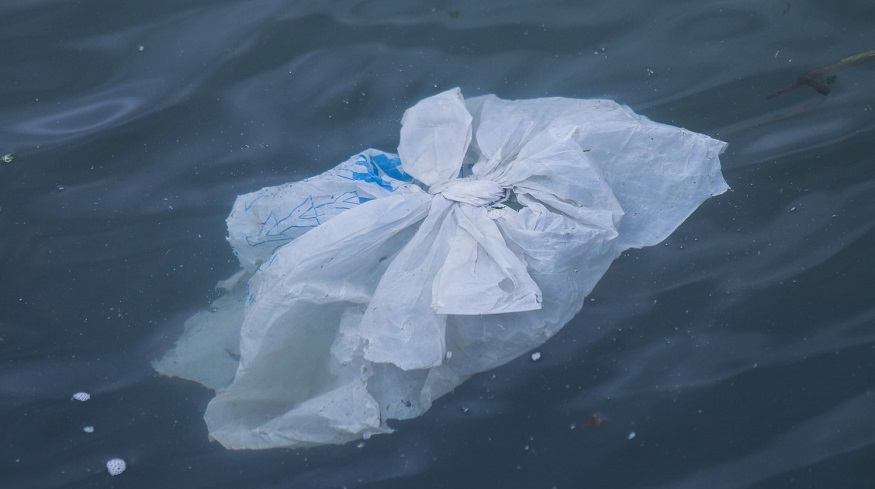 Ocean Cleanup System - plastic bag in water