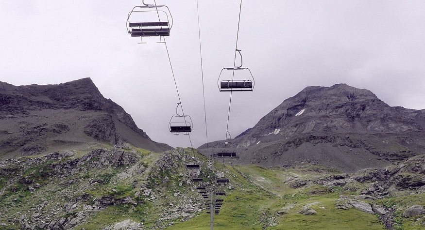 Mountain Gravity Energy Storage - Chair Lift and mountains