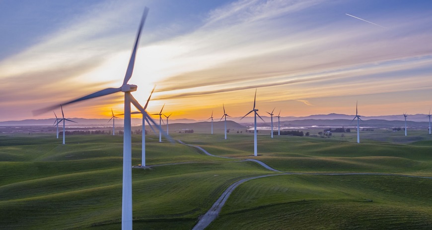 wind energy in Denmark - wind turbines in field