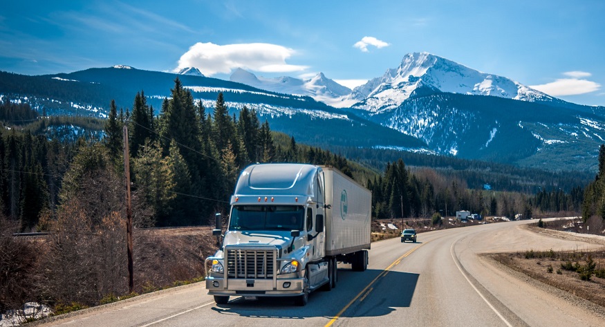 Hydrogen fuel cell trucks - transport truck on road