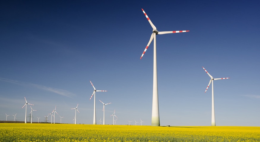 German wind energy - wind turbines in field