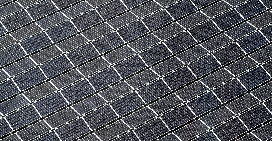 Solar power facility - rows of solar panels