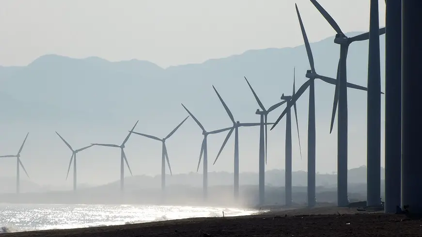 Wind energy islands - wind turbines on beach