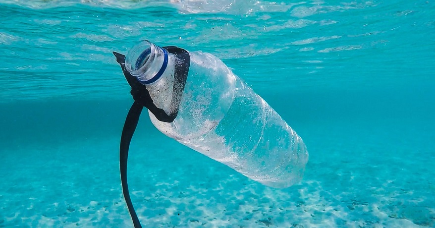 European plastic recycling - plastic bottle under water