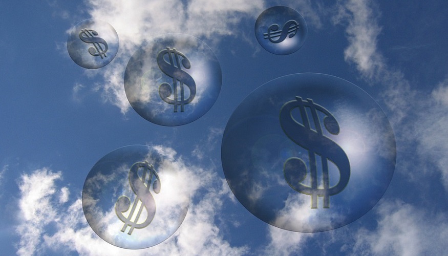 Canadian green energy - dollar signs in bubbles - sky