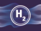 Hydrogen fuel storage - H2 on blue background