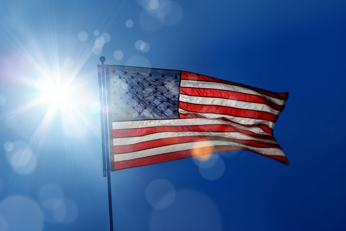 Solar energy - sun - American Flag