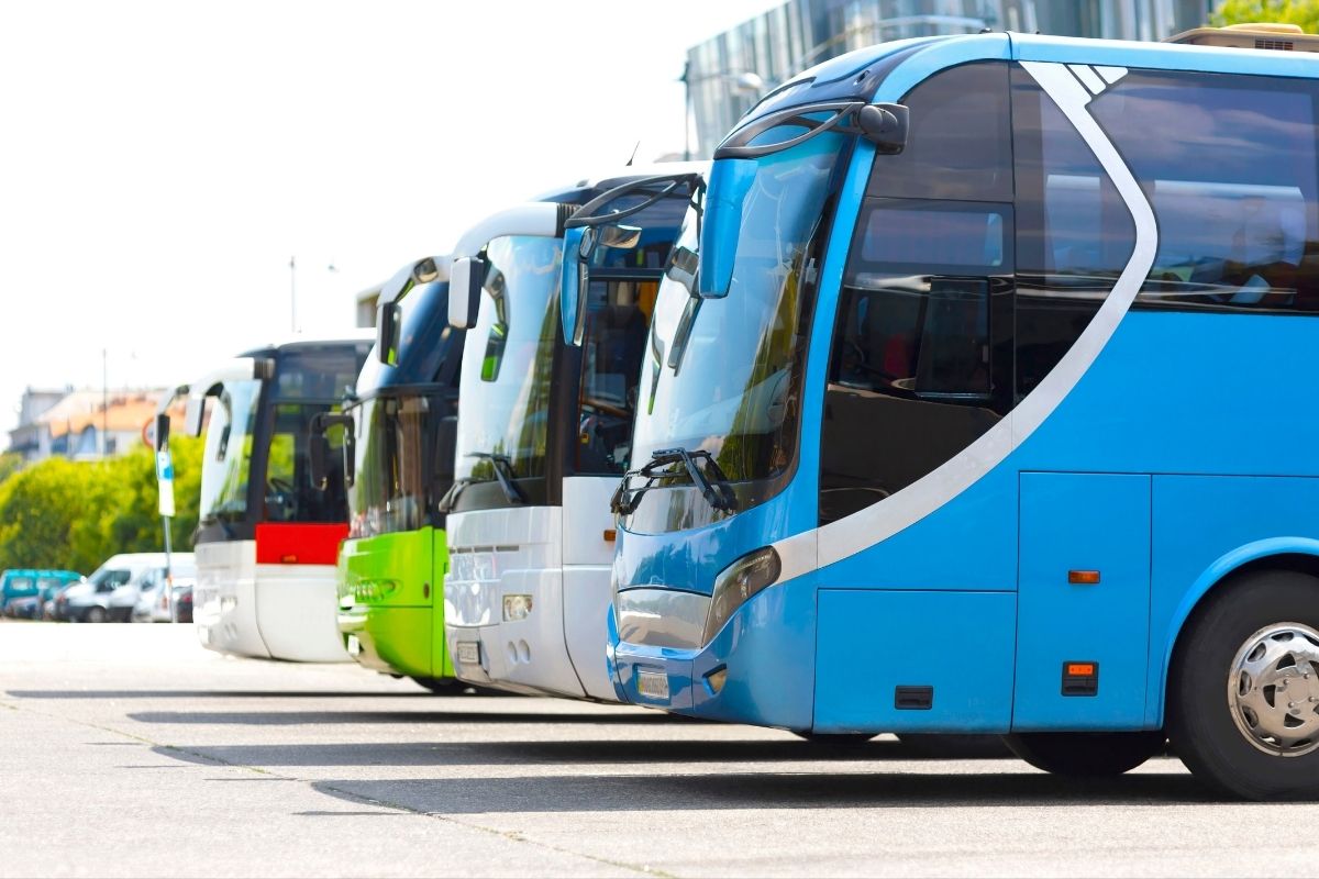Hydrogen fuel cell buses - parked buses
