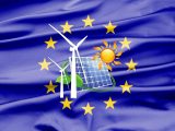 Green hydrogen - EU Flag with renewables
