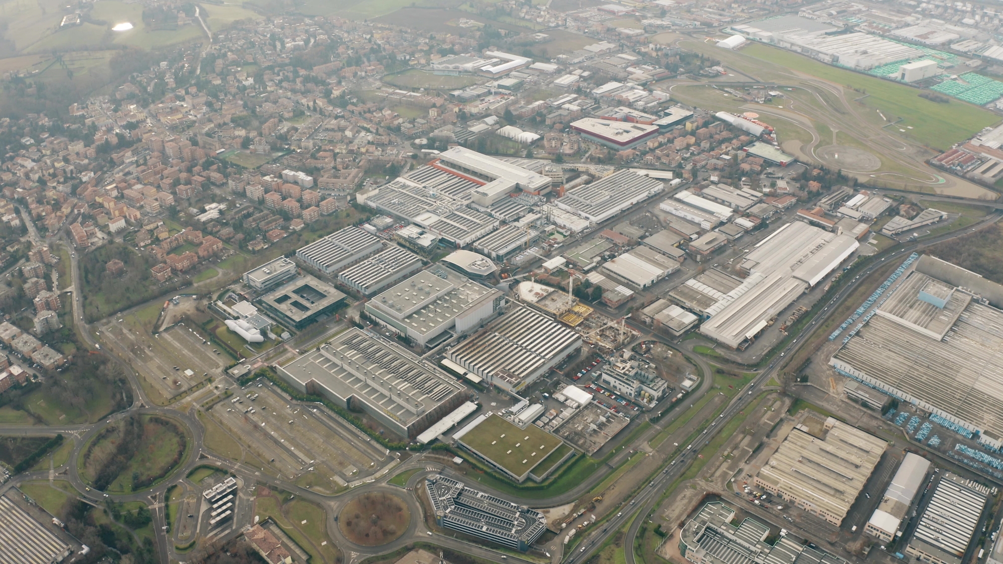 MARANELLO, ITALY - Aerial shot of the Ferrari factory and school