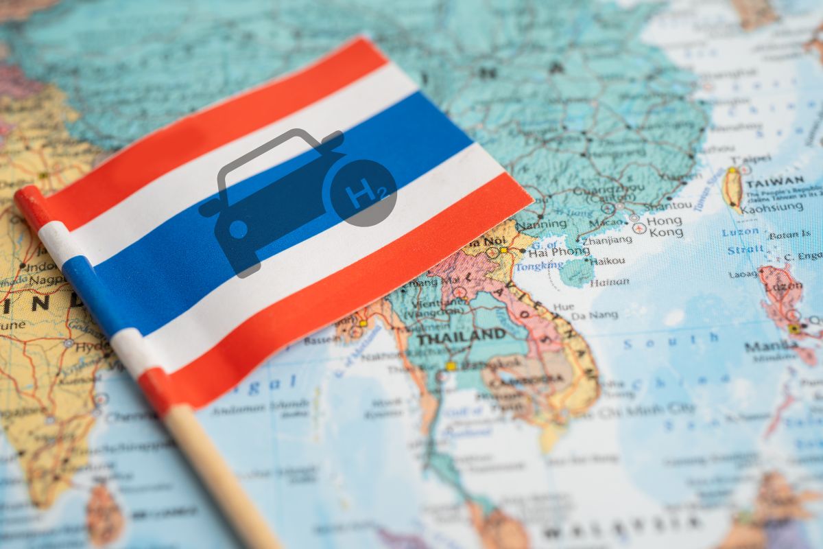 Hydrogen Fuel Project - Thailand Flag - Map - Car
