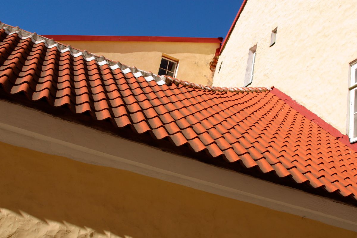 Solar panels - Image of Terracotta tiles on roof