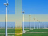 Wind energy - Wind farm and Swedish flag