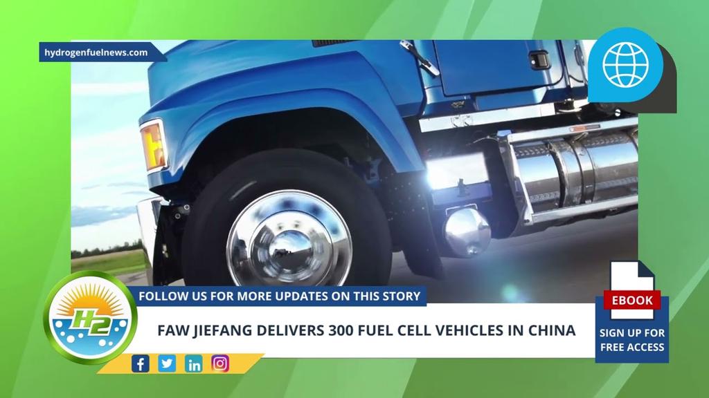 'Video thumbnail for FAW Jiefang delivers 300 fuel cell vehicles in China'