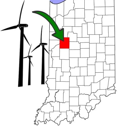 Wind turbine energy project in Tippecanoe County, Indiana