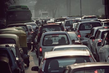 Hydrogen Fuel Cells - Vehicles on busy street in India