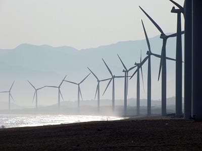 Offshore wind Energy - wind turbines on beach