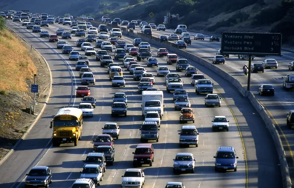 Hydrogen fuel cells - Cars on freeway in California