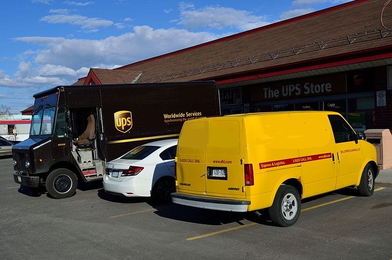 Hydrogen Fuel Cell - UPS truck in parking lot