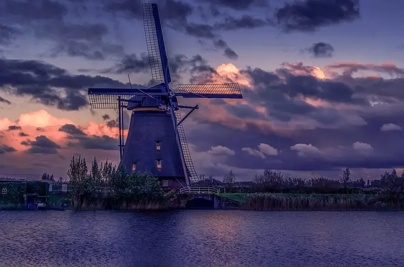 Offshore Wind Energy - Netherlands Windmil on River