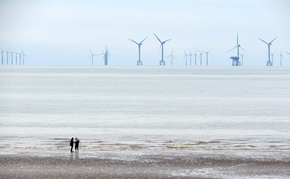 Offshore Wind Farms - Wind Turbines on water off coast