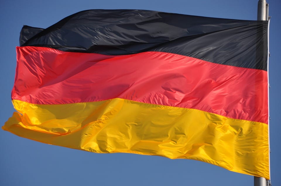 Wind Energy - German Flag Blowing in Wind