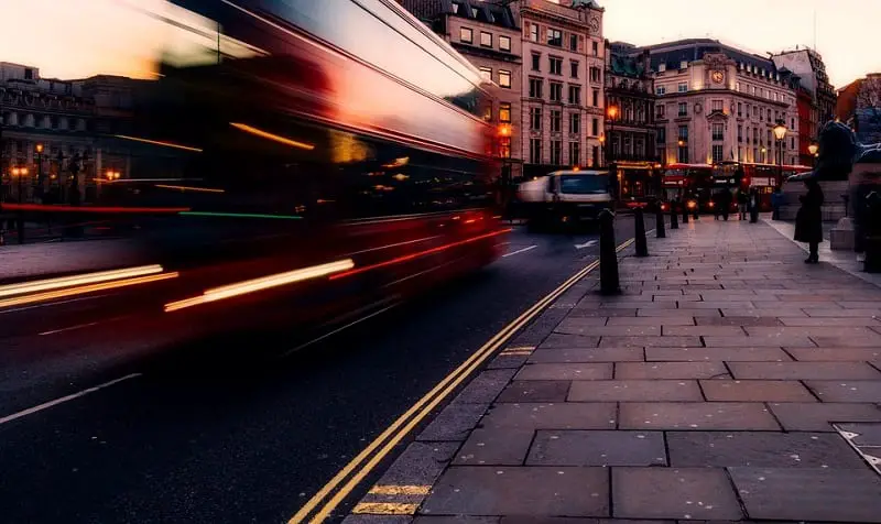 Fuel cells - Bus Moving in City Street