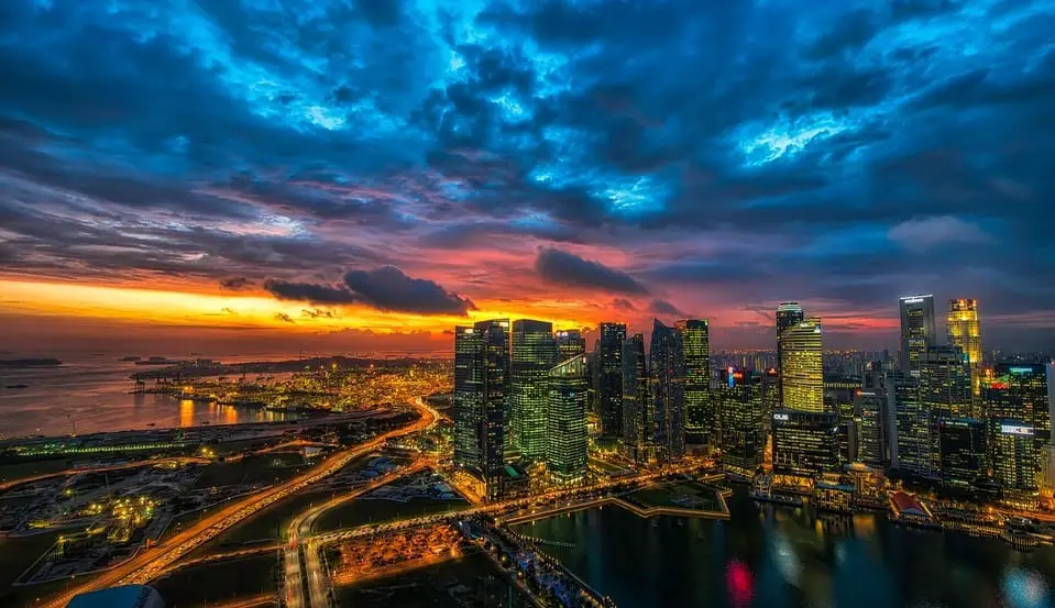 Hydrogen Infrastructure - Skyline of Chinese City at Night