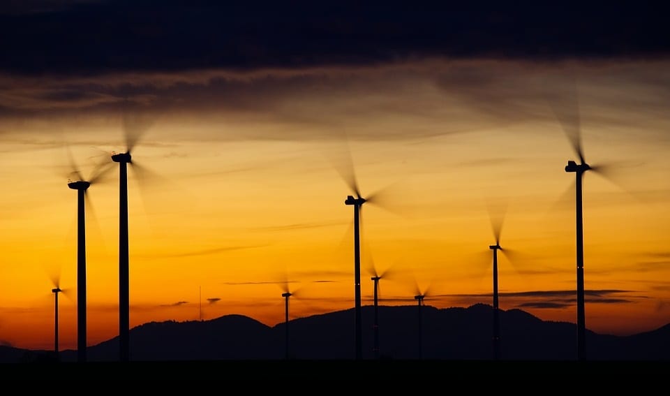 Wind Energy - Wind Turbines Spinning in Wind